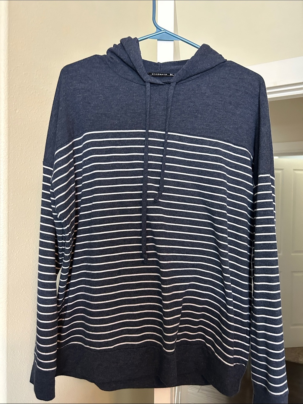 Staccato Navy and White Striped Hooded Pullover